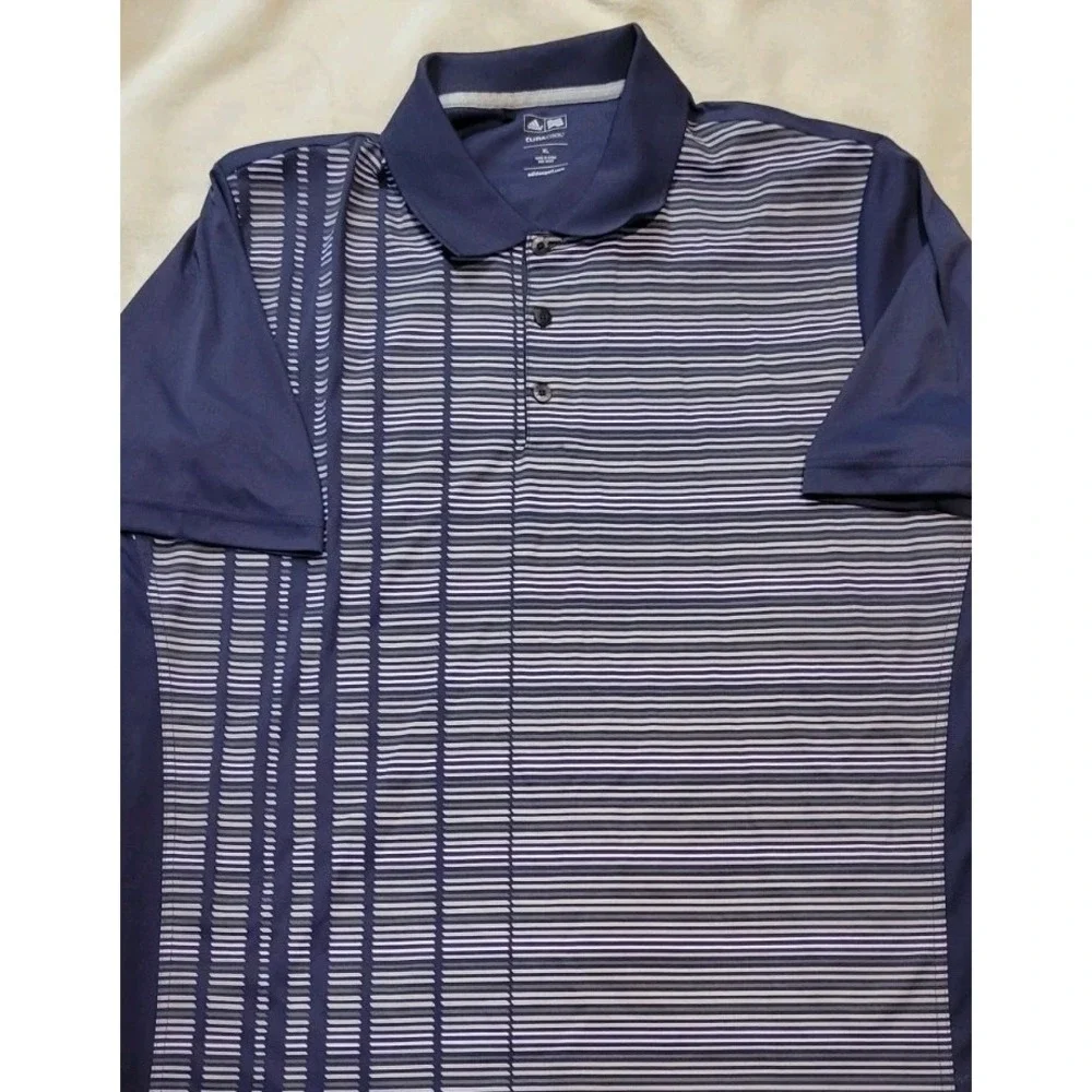 ADIDAS GOLF CLIMACOOL SHORT SLEEVE POLO PURPLE STRIPED MENS XL